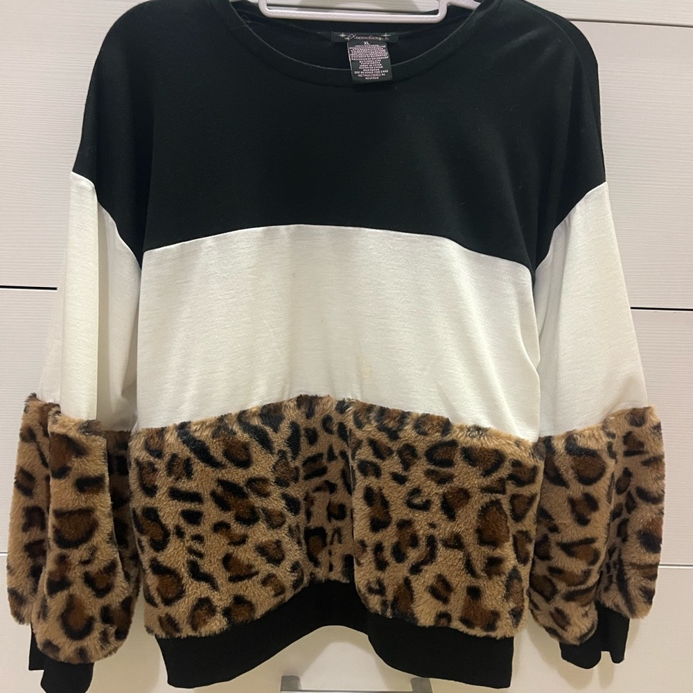 Black, White, and Leopard Print Children’s Blouse